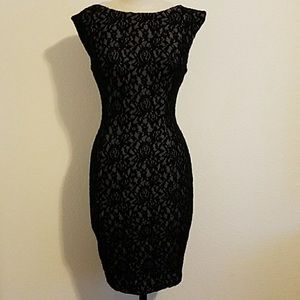 French Connection Black Lace Bardot Dress